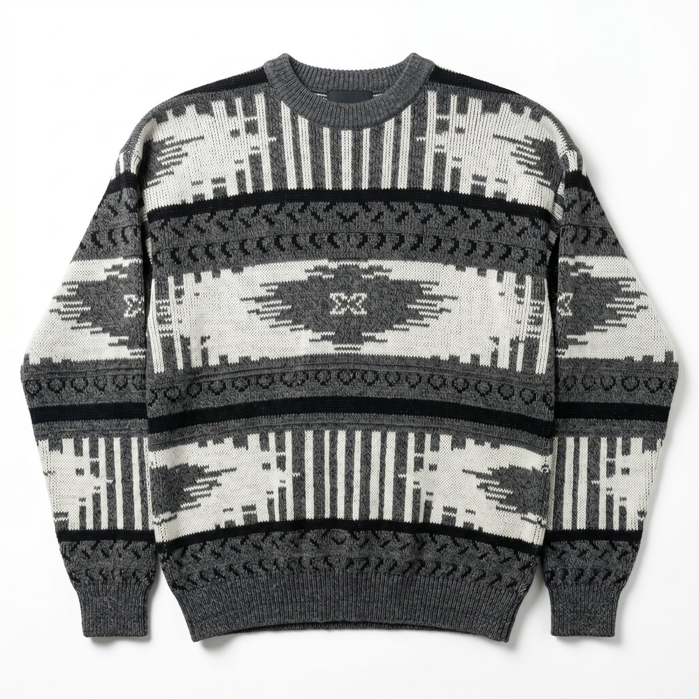 Saturdays Geometric Southwestern Sweater‎ Mens Large Gray Excellent Tribal Print